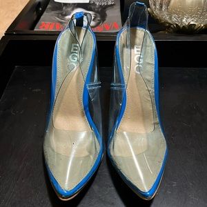 Blue and tan Ego hi heels shoes